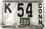 1947 Connecticut passenger car license plate in very good condition with bend