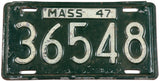 1947 Massachusetts steel car license plate in very good minus condition
