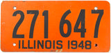 A fiberboard 1948 Illinois car license plate in very good condition