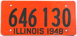 1948 Illinois single car license plate in very good condition