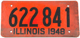 1948 Illinois single car license plate in very good minus condition