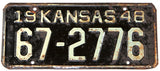 An antique 1948 Kansas Passenger Automobile license plate in good plus condition