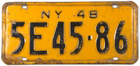An antique 1948 New York passenger car License Plate in very good condition