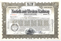 A 1949 Norfolk and Western Railway stock certificate