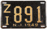 1949 New Jersey car license plate in very good minus condition