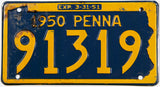 An antique 1950 Pennsylvania car license palendrom plate in very good condition