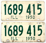 A pair of 1950 Illinois car license plates in very good minus condition with original wrapper