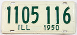 A classic 1950 Illinois license plate in very good plus condition