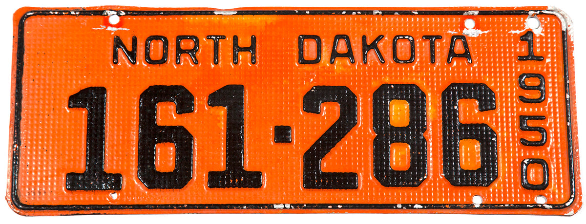 1950 North Dakota car license plate made out of waffle aluminum grading very good plus