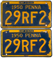 1950 Pennsylvania passenger car license plates in Very Good Condition