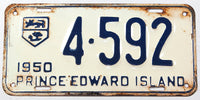 An antique 1950 passenger car license plate from the Canadian province of Prince Edward Island in very good minus condition