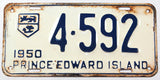 An antique 1950 passenger car license plate from the Canadian province of Prince Edward Island in very good minus condition