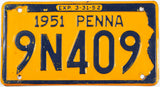 1951 Pennsylvania car license plate in very good plus condition