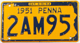 1951 Pennsylvania car license plate in very good condition