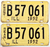An antique pair of 1952 Illinois truck license plates for sale by Brandywine General Store in very good minus condition with some bends