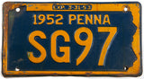 1952 Pennsylvania car license plate in very good minus condition