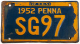 1952 Pennsylvania car license plate in very good minus condition