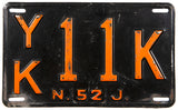 An antique 1952 New Jersey car license plate in very good condition