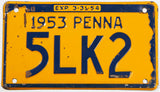 1953 Pennsylvania car license plate in very good minus condition