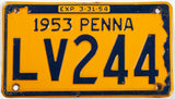 1953 Pennsylvania car license plate in very good plus condition