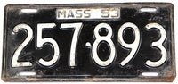 An antique 1953 Massachusetts passenger car license plate in very good minus condition