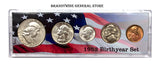 A 1953 Birth Year coin set which includes the silver Franklin Half Dollar, Washington Quarter, Roosevelt Dime, Jefferson Nickel and Lincoln Wheat Penny for sale by Brandywine General Store