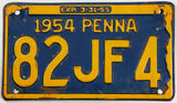 1954 Pennsylvania car license plate in very good minus condition