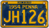 1954 Pennsylvania car license plate in very good minus condition