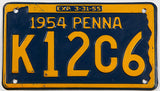 1954 Pennsylvania car license plate in excellent minus condition