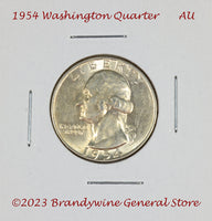 A 1954 silver Washington quarter in choice almost uncirculated condition for sale by Brandywine General Store