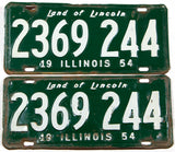 A pair of 1954 Illinois car license plates in very good minus condition with the original wrapper