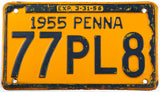 1955 Pennsylvania car license plate in very good condition