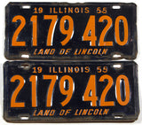 1955 Illinois car license plates in very good minus condition with original wrapper