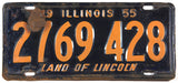 1955 Illinois license plate in good plus condition