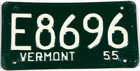 An antique 1955 Vermont Automobile License Plate in very good plus condition