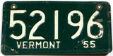 An antique 1955 Vermont Automobile License Plate in very good minus condition