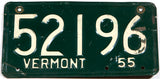An antique 1955 Vermont Automobile License Plate in very good minus condition