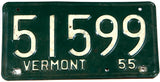 An antique 1955 Vermont Automobile License Plate in very good minus condition