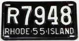 A vintage 1955 Rhode Island passenger car license plate in very good plus condition