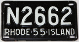 A vintage 1955 Rhode Island passenger car license plate in excellent minus condition