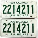 A pair of 1956 Illinois license plates in very good condition with orignal wrapper