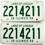 A pair of 1956 Illinois license plates in very good condition with orignal wrapper