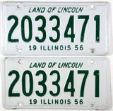 1956 Illinois Passenger Automobile License Plates in very good plus condition