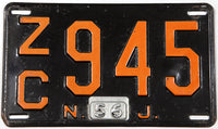 An antique 1956 New Jersey license plate in very good condition