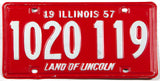 1957 Illinois automobile license plate in very good plus condition