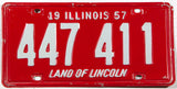 1957 Illinois car license plate in very good plus condition
