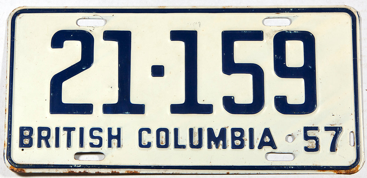 1957 British Columbia License Plate Brandywine General Store
