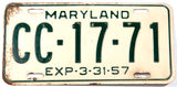 An antique 1957 Maryland Knights of Columbus License Plate in very good condition