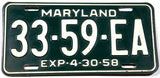 1958 Maryland Truck License Plate in very good plus condition