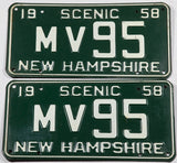 1958 New Hampshire car license plates in very good plus condition